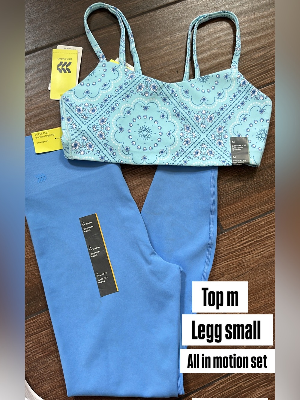 all in motion Light Blue Bandana Print Crop Top & Blue Leggings Set